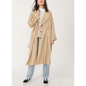Free People Tan Oversized Trench Coat Relaxed Fit
